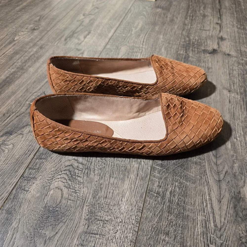Antonio Melani Woven Leather Loafers Cognac Brown Suede Flats‎ Womens 8M